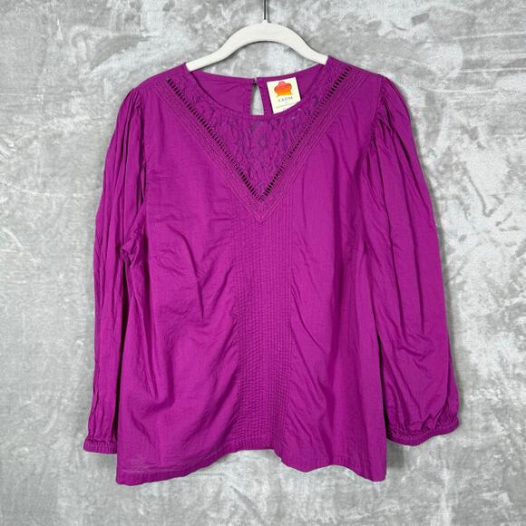 Farm Rio Anthropologie Kelsie Top Medium Magenta - Picture 1 of 12